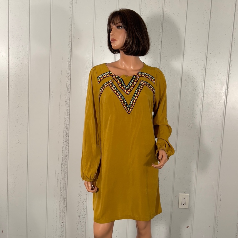 NWT West 36th Women,s Mustard Yellow Long Sleeve  Dress Sz L